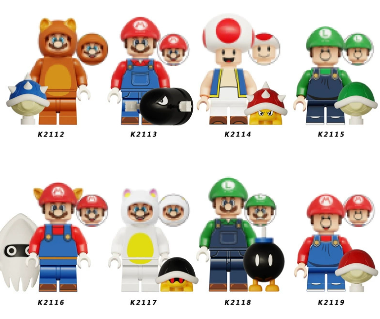 8PCS Super Mario Minifigures Building Blocks Toys Fit Lego