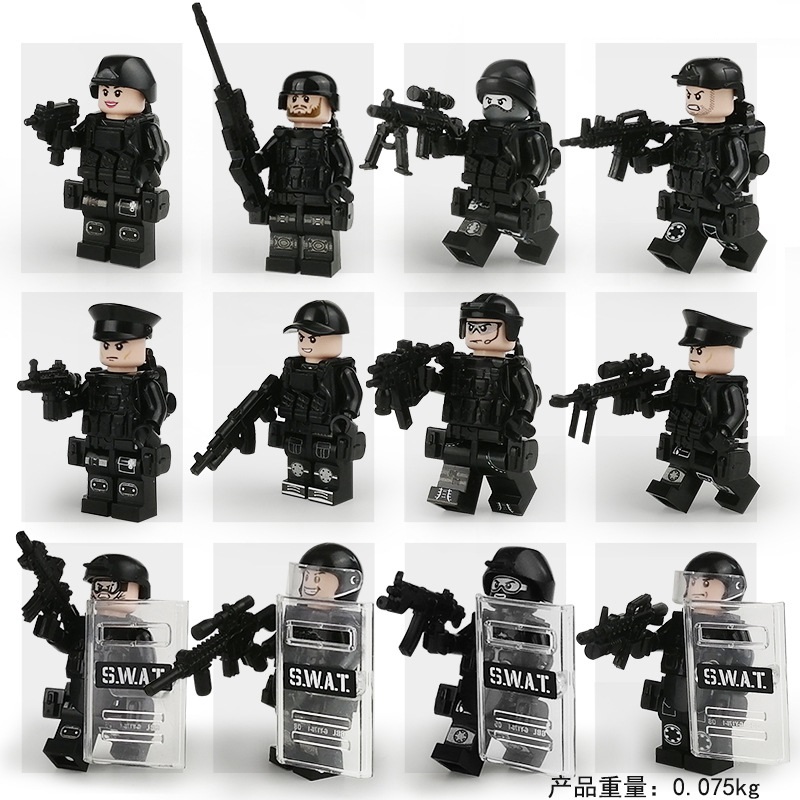 (Police A) SWAT Police Building Blocks Set Toys with Other Accessories Mini Figures Strategy Play and Display Collection Role Play Best Gifts for Kids