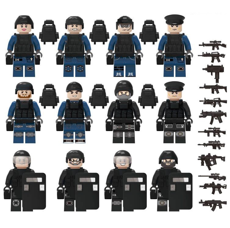 (Police A) SWAT Police Building Blocks Set Toys with Other Accessories Mini Figures Strategy Play and Display Collection Role Play Best Gifts for Kids