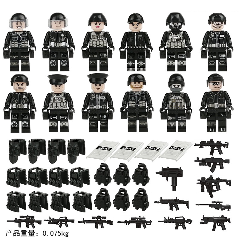 (Police A) SWAT Police Building Blocks Set Toys with Other Accessories Mini Figures Strategy Play and Display Collection Role Play Best Gifts for Kids