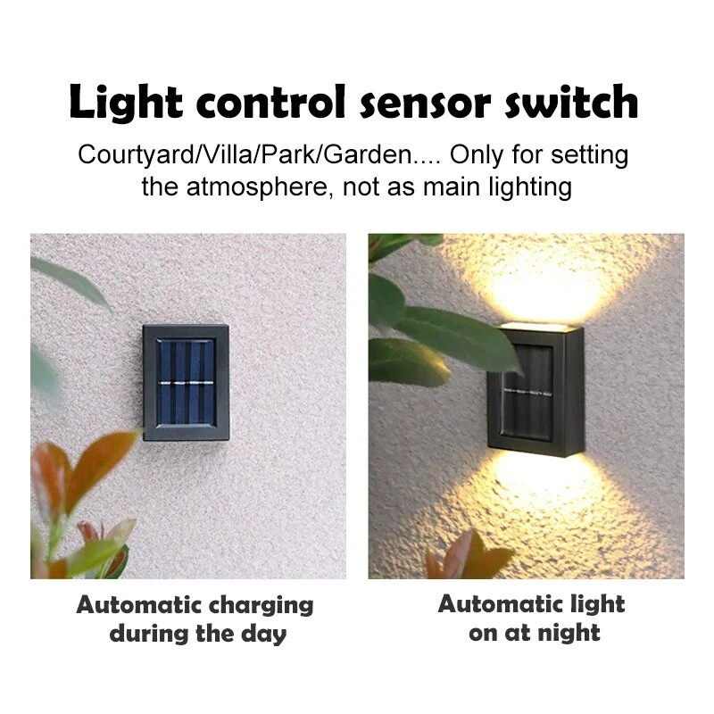 (Cool White) Smart Super Bright Solar Powered Door Fence Wall Lights LED Outdoor Garden Lamp
