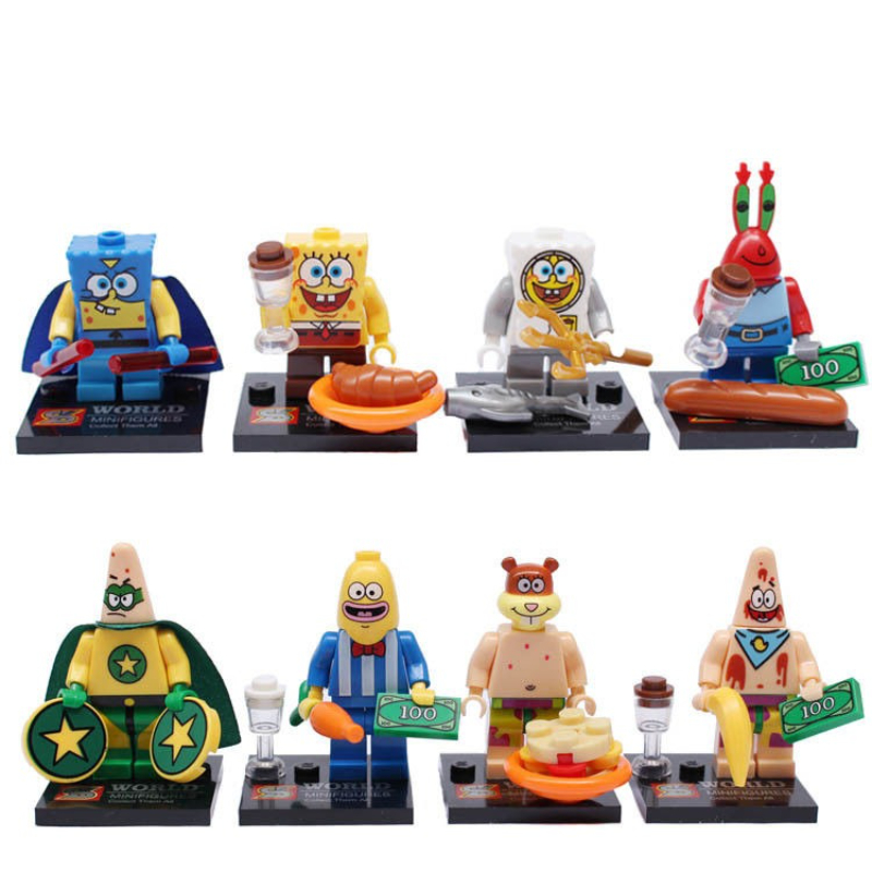 SpongeBob Patrick Star Blocks Cartoon Anime Assembled Model Small Building Blocks Children Cute Boys Girls Educational Gifts