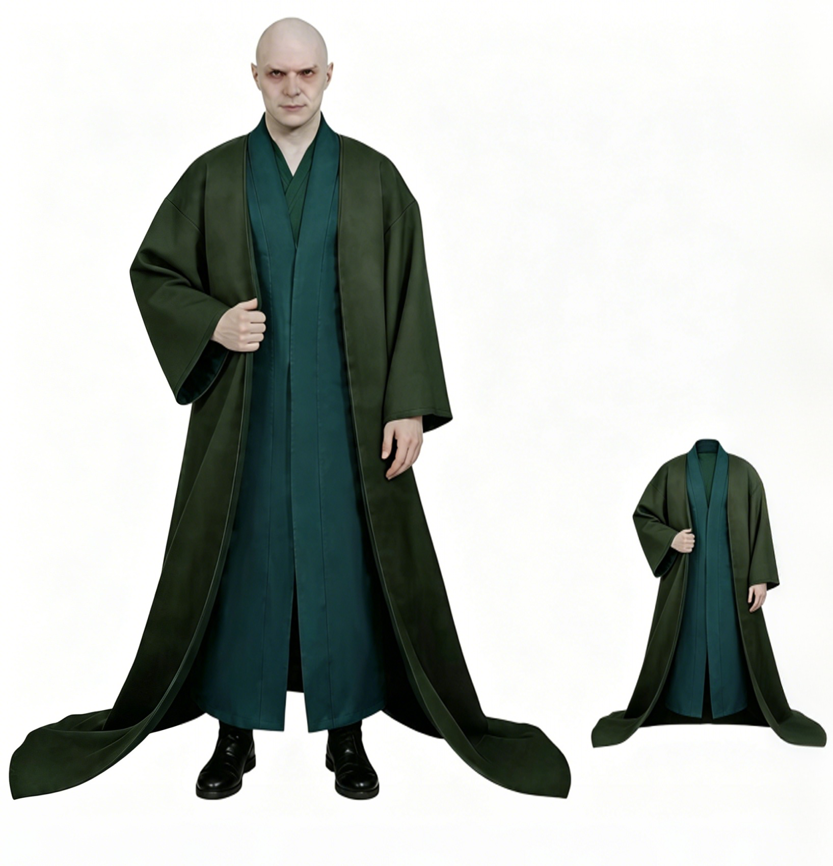 (130CM) Kids Wizard Robe Halloween Costume Harry Potter Voldemort Cosplay FDM Magic Cape for Stage Performance Roleplay