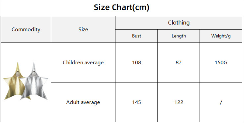 (Sliver) Kids Five Point Star Costume Shiny Skin Cosplay Outfit for Halloween Party Family Matching Performance