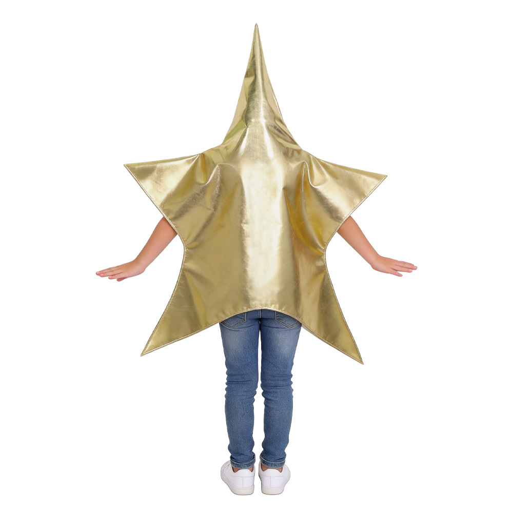 (Sliver) Kids Five Point Star Costume Shiny Skin Cosplay Outfit for Halloween Party Family Matching Performance