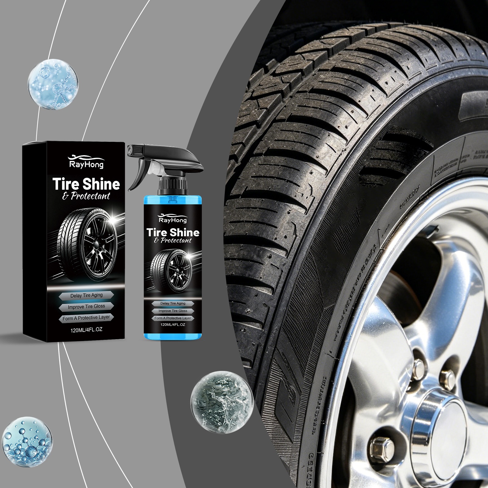 Tyre Shine Spray For Cleaning Polishing And Restoring Tyre Appearance Daily Care