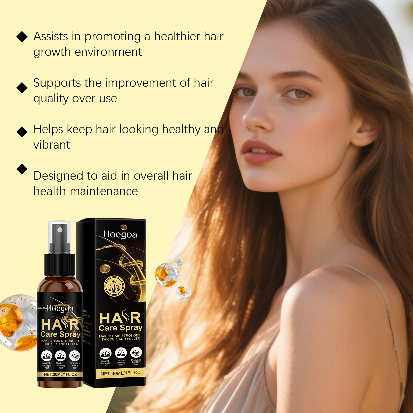 Hair Care Spray Gentle Nourishing Smoothing Natural Shine For Daily Hair Routine And Styling