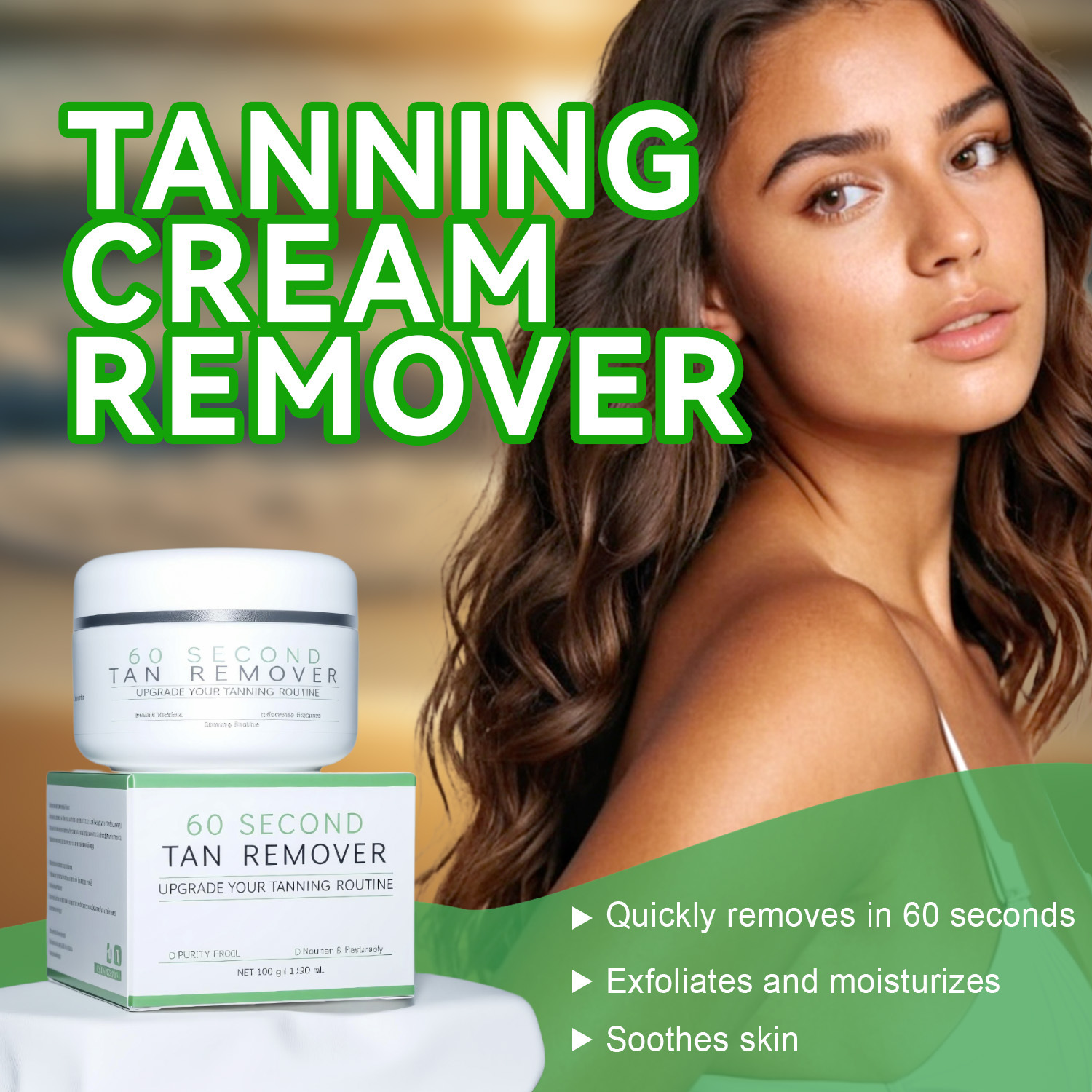 Tan Remover Cream For Fading Bronzed Color Evening Skin Tone Daily Body Moisturizing Treatment 100g