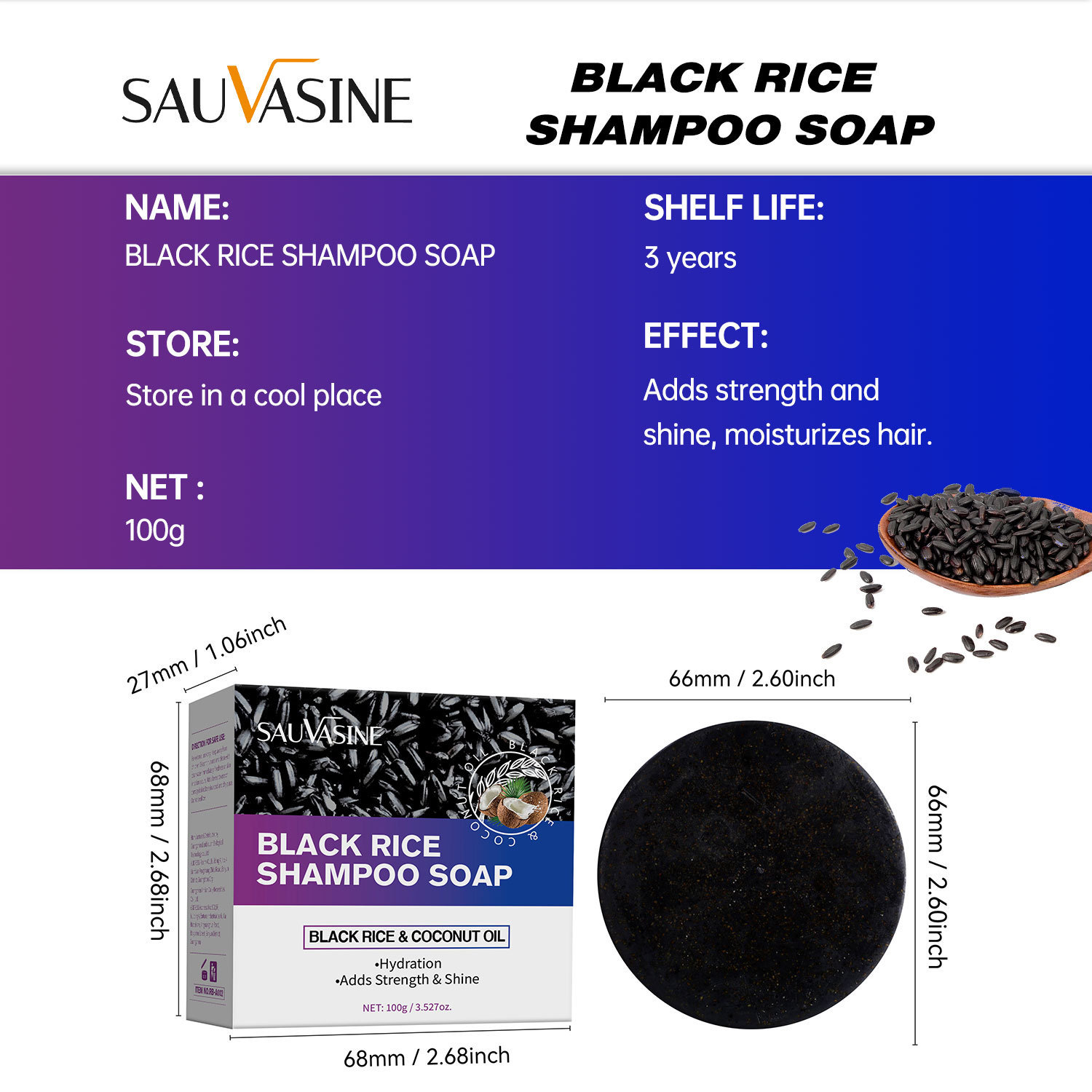 Black Rice And Black Seed Shampoo Bar Nourishing Scalp Strengthening Hair Roots For Dry Damaged Hair Daily Care 100g