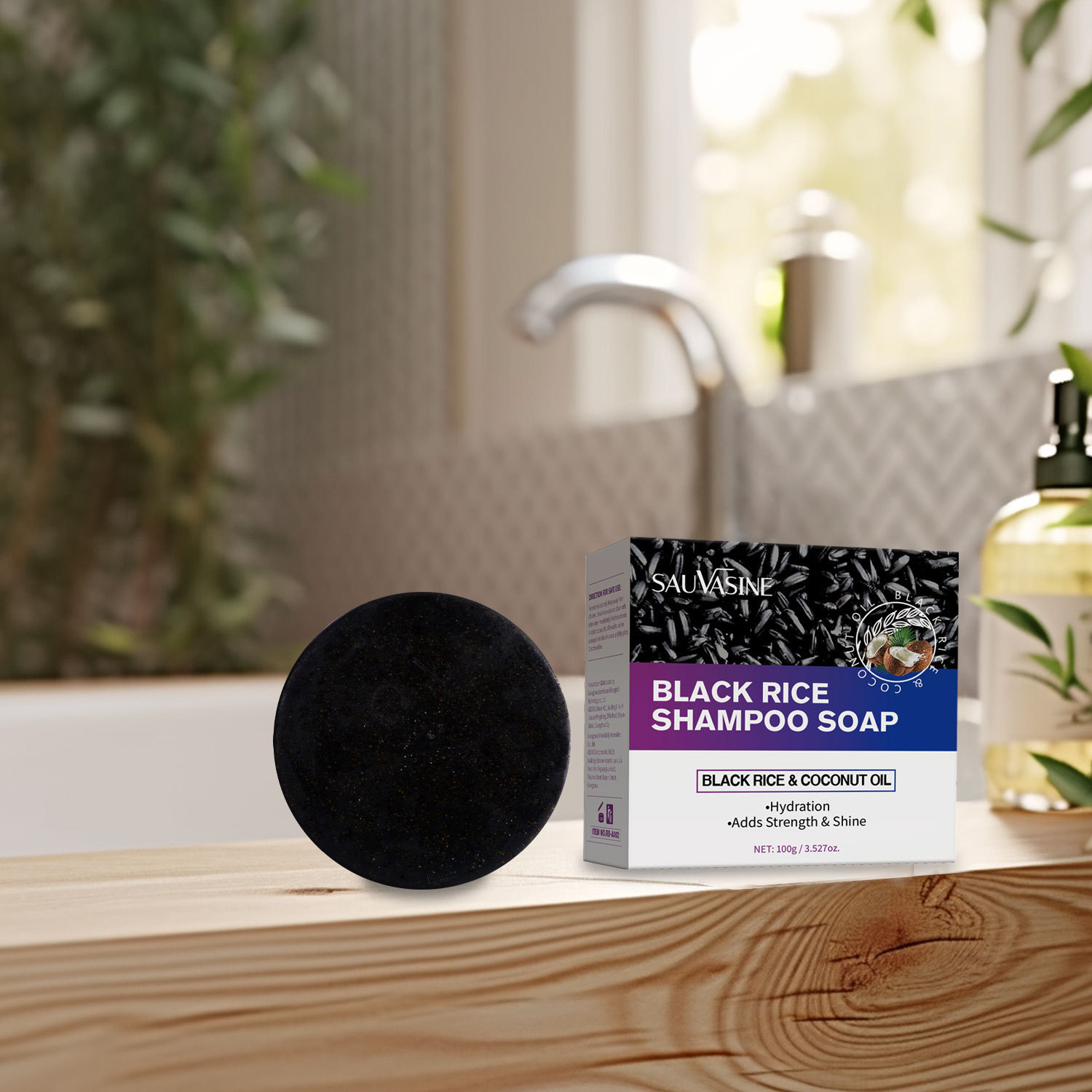 Black Rice And Black Seed Shampoo Bar Nourishing Scalp Strengthening Hair Roots For Dry Damaged Hair Daily Care 100g