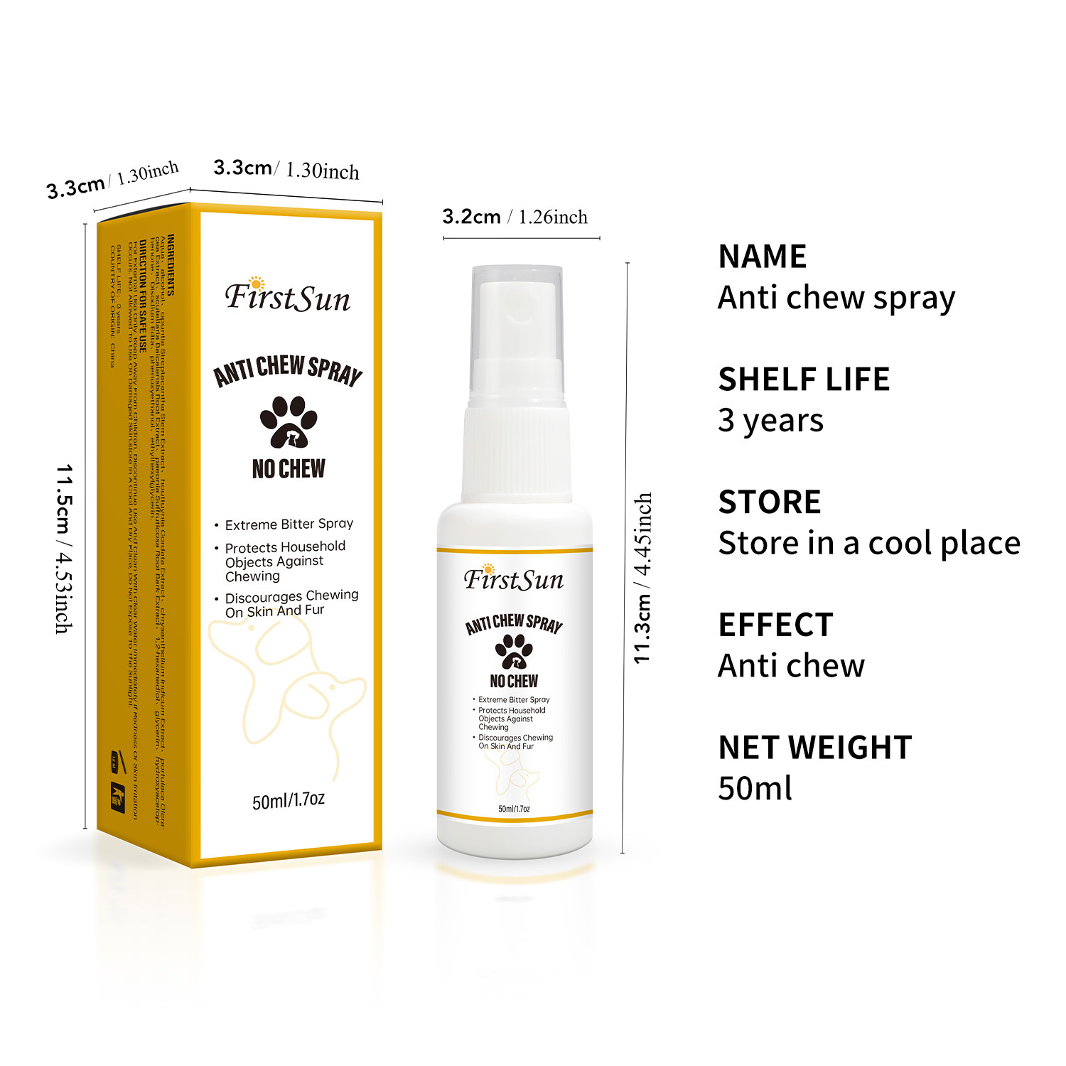 Pet Anti Chewing Spray Bitter Taste Deterrent For Dogs Cats Furniture Shoe Wire Protection Training Aid 50ml