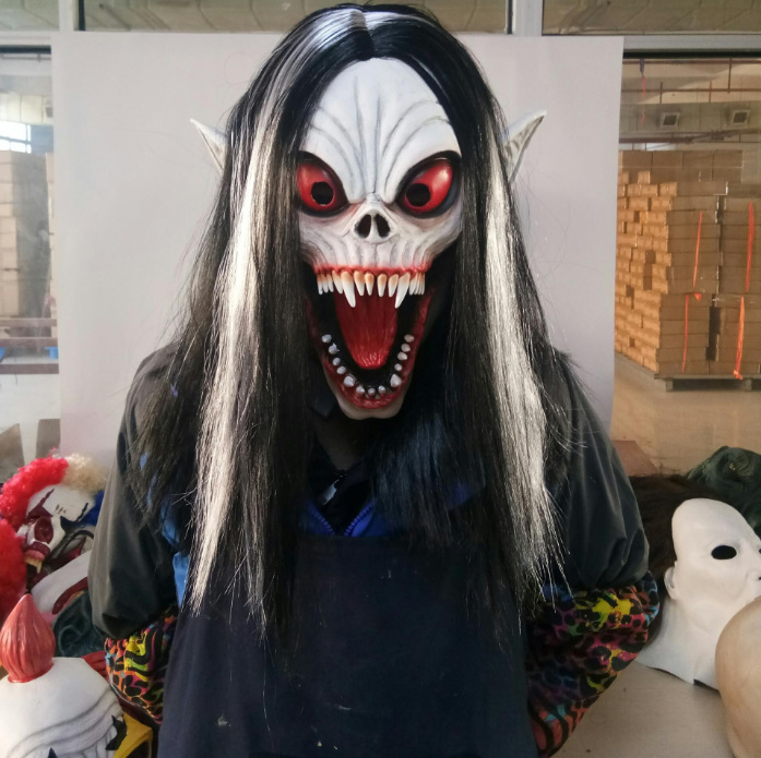 Morbius Half Face Mask Vampire Costume Hood Latex Scary Cosplay Mask For Halloween
