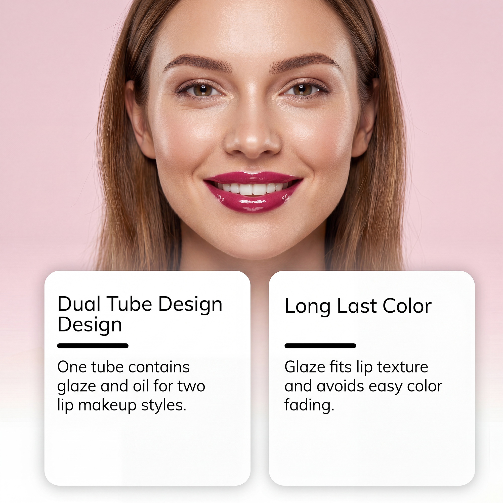 Two In One Longwear Gloss Lip Gloss Deep Pink Smooth Pigmented Hydrating Shine Transferproof Light Daily Versatile Makeup