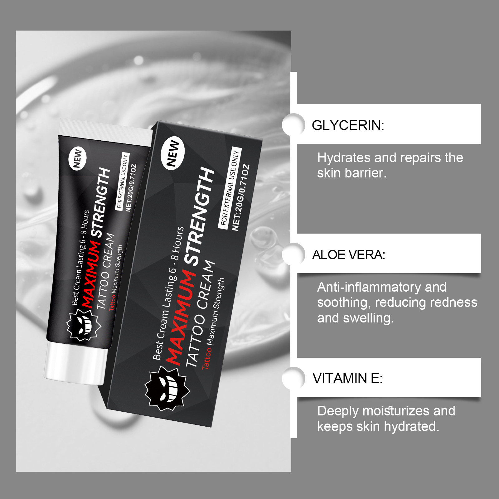 Tattoo Care Gel Mild Formula Gentle Clean Comfort Moisturize Protect Skin Tattoo Color Maintenance