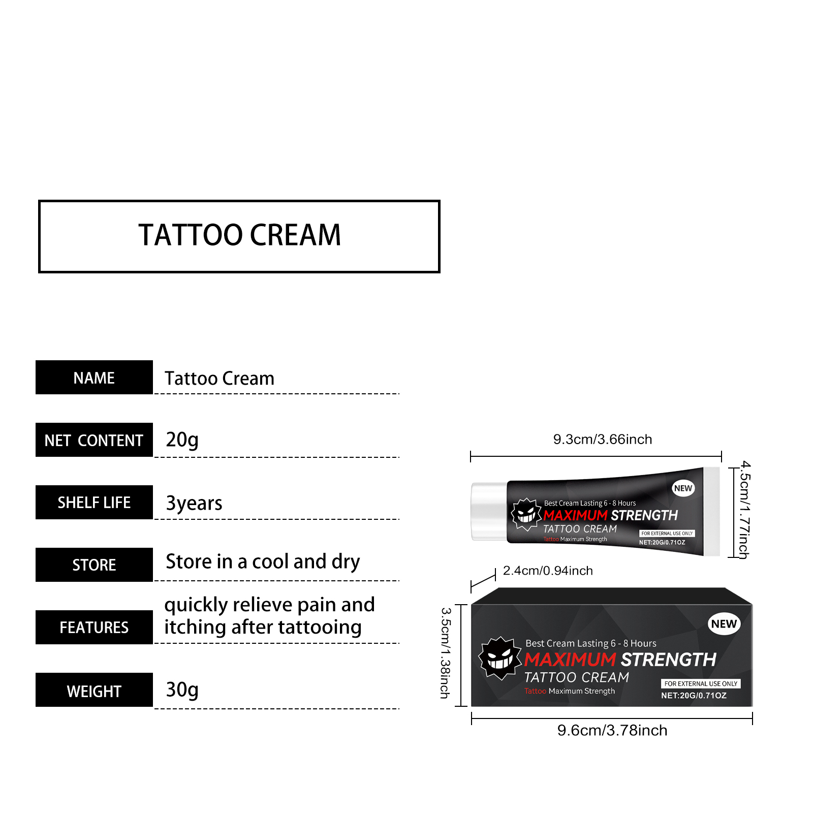 Tattoo Care Gel Mild Formula Gentle Clean Comfort Moisturize Protect Skin Tattoo Color Maintenance