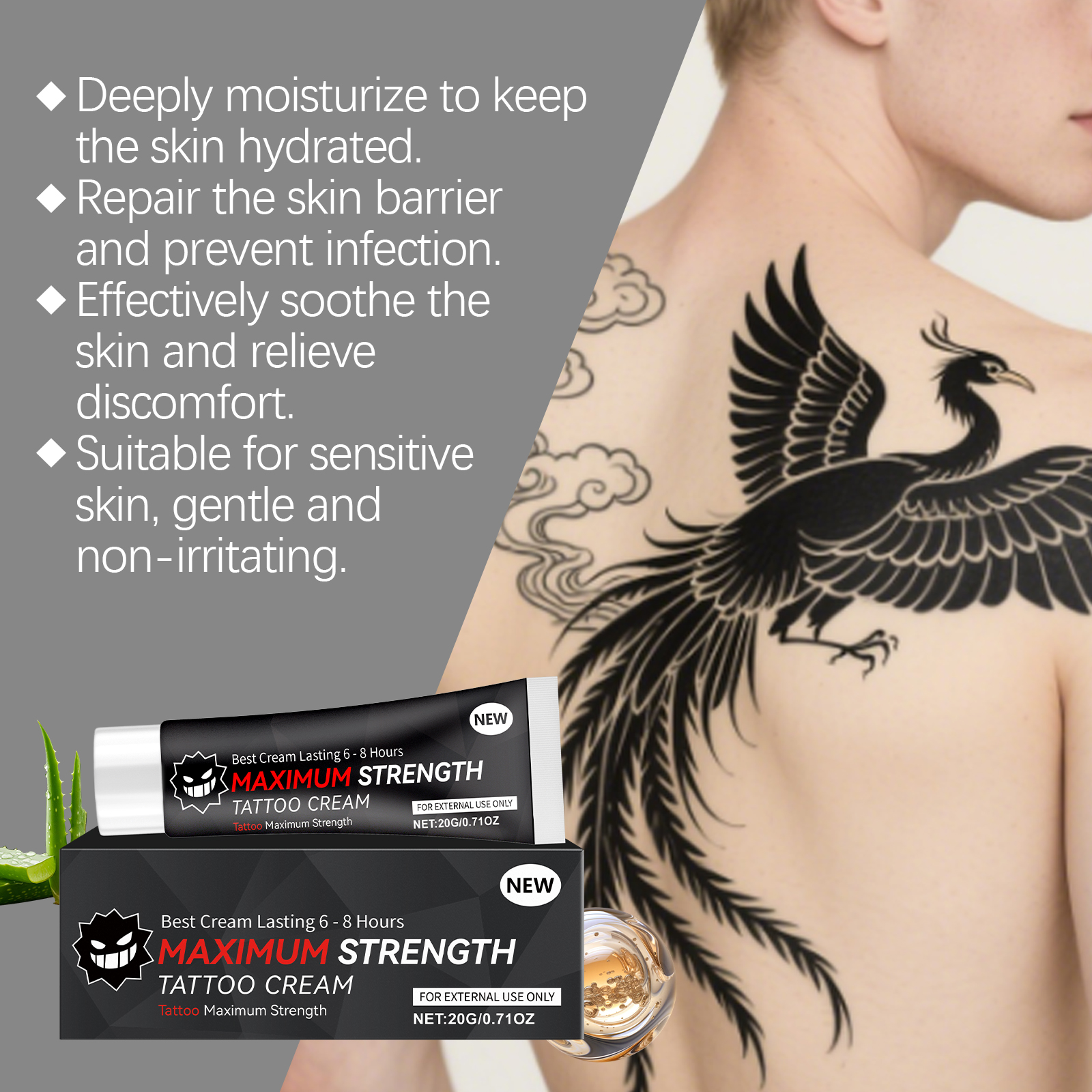 Tattoo Care Gel Mild Formula Gentle Clean Comfort Moisturize Protect Skin Tattoo Color Maintenance