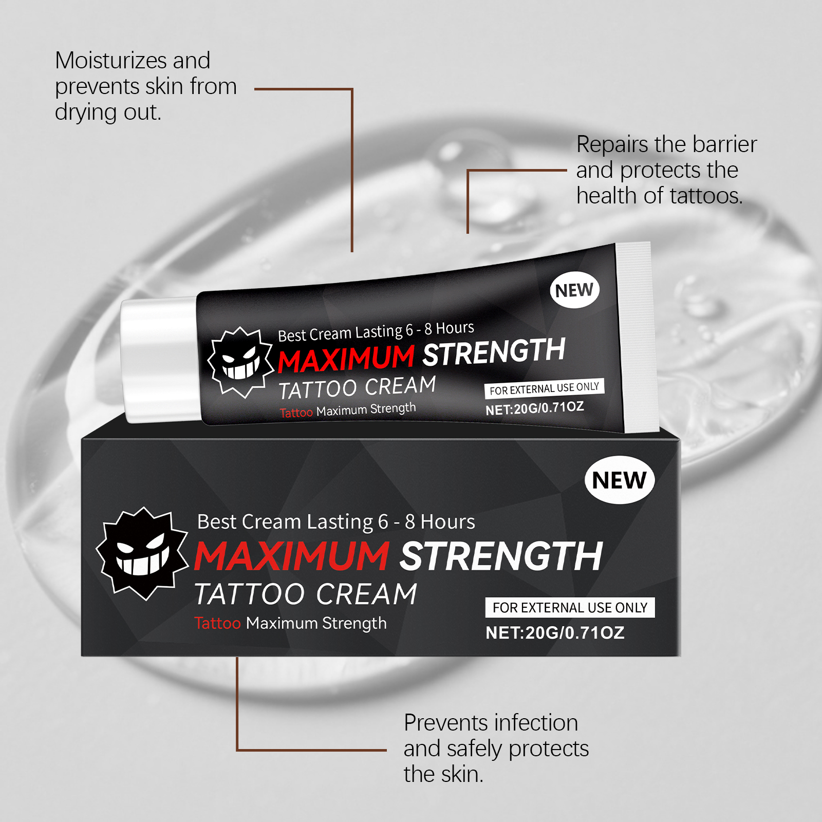 Tattoo Care Gel Mild Formula Gentle Clean Comfort Moisturize Protect Skin Tattoo Color Maintenance