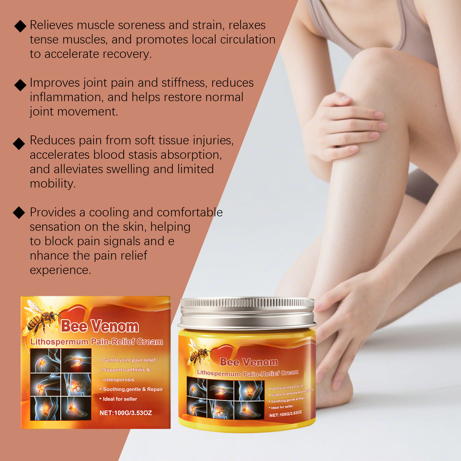 Body Local Care Cream Bee Venom External Mild Nourish Comfort Lotion Knee Wrist Body Massage