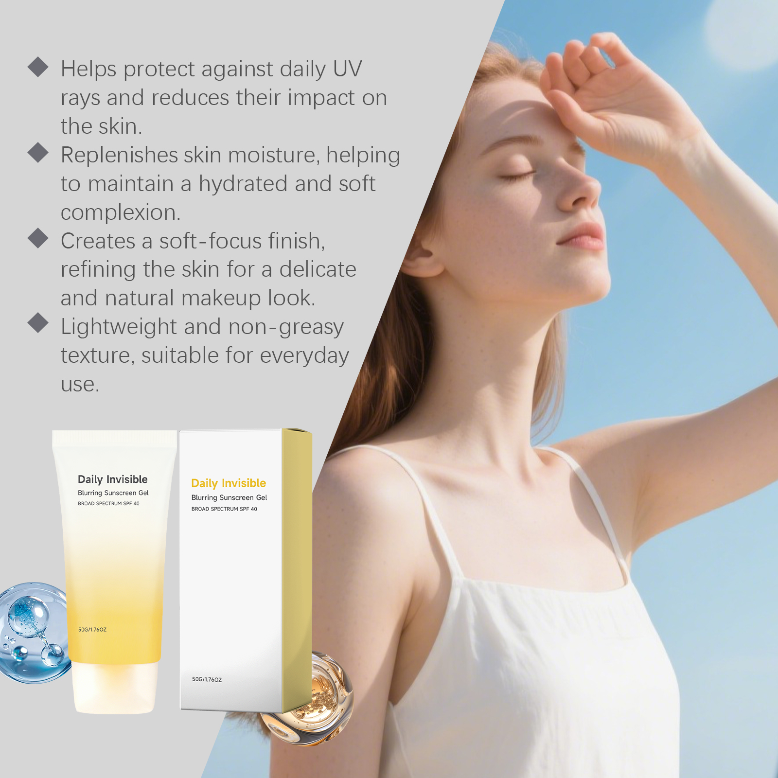Soft Focus Protection Gel Light Weight Fresh Non Sticky Hydrating Natural Matte Summer Skin Care
