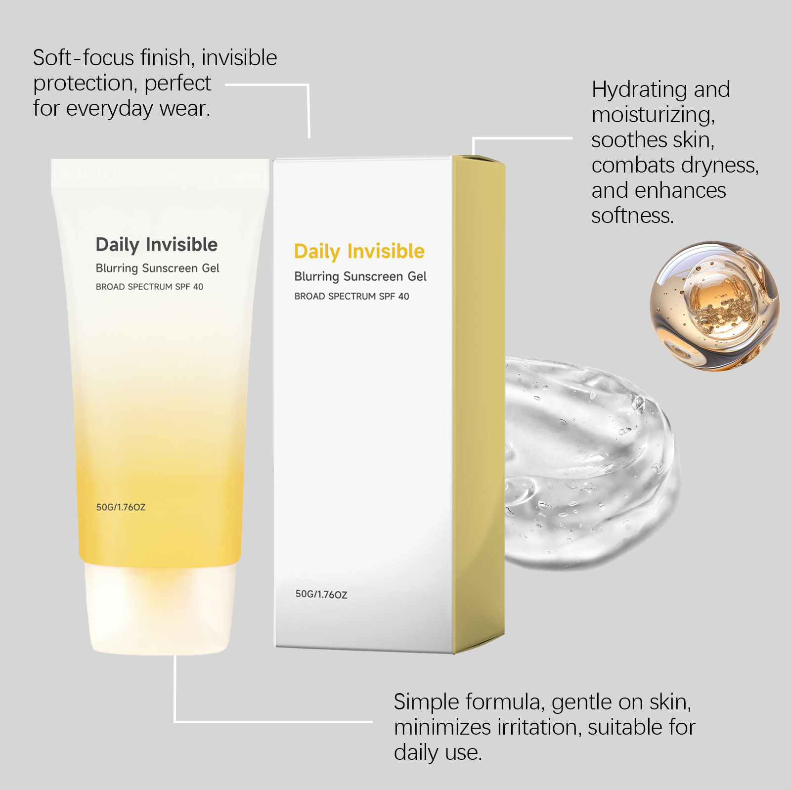 Soft Focus Protection Gel Light Weight Fresh Non Sticky Hydrating Natural Matte Summer Skin Care