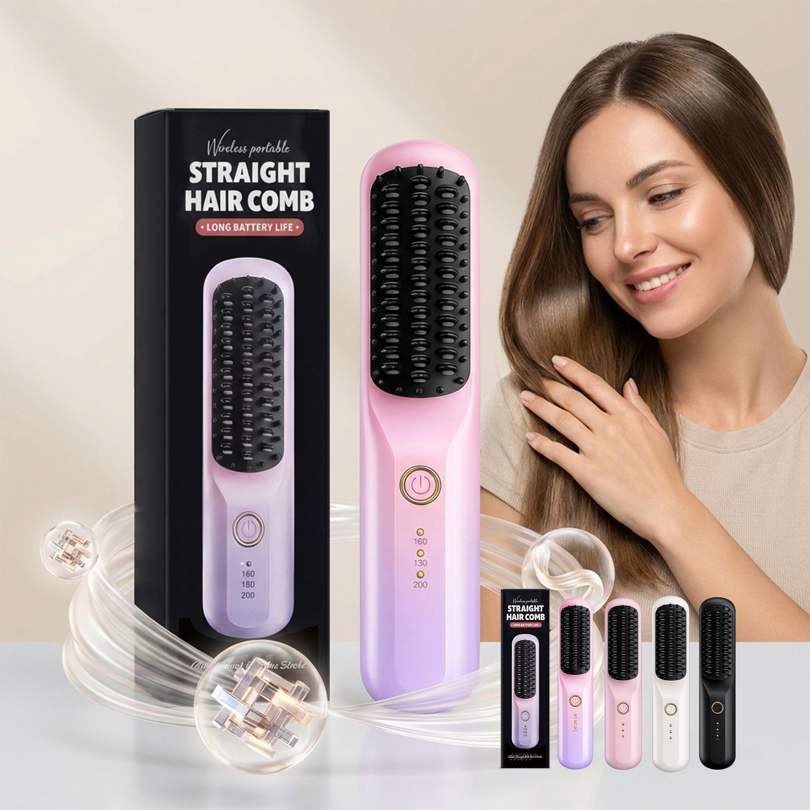 Wireless Straightening Comb Portable Wireless Hair Beauty Hair Care Styling Scalp Massage Daily Household Hair Styling Tool