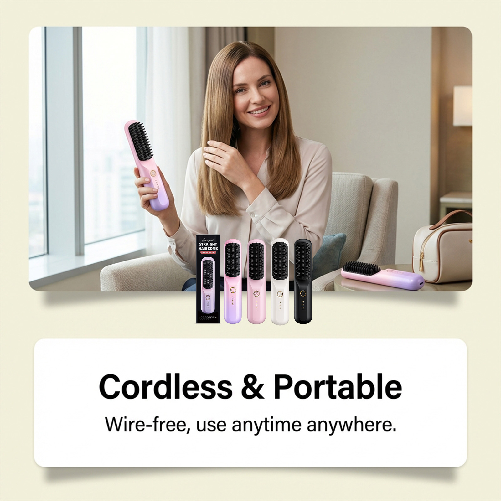 Wireless Straightening Comb Portable Wireless Hair Beauty Hair Care Styling Scalp Massage Daily Household Hair Styling Tool