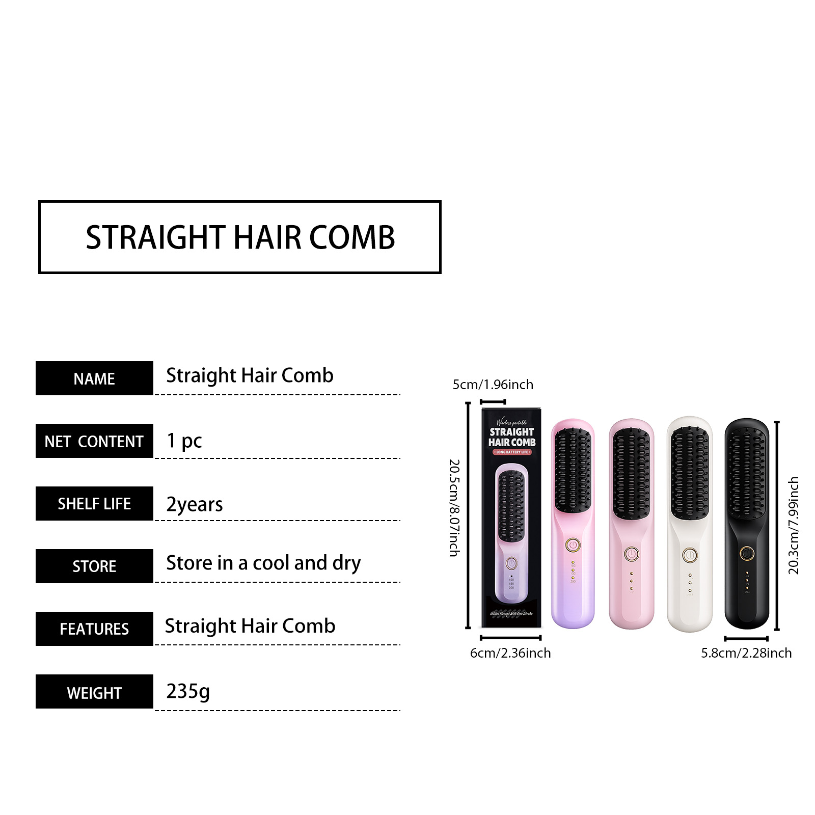Wireless Straightening Comb Portable Wireless Hair Beauty Hair Care Styling Scalp Massage Daily Household Hair Styling Tool