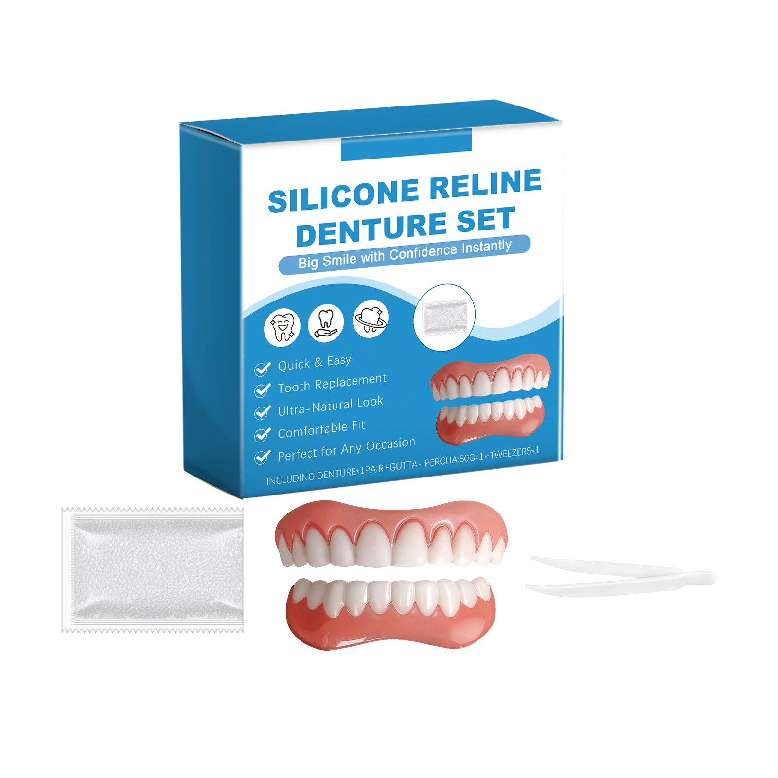 Denture Set Beauty Comfort Fit Natural Modify Convenient Teeth Cosmetic Wear Decoration Oral Improve Look