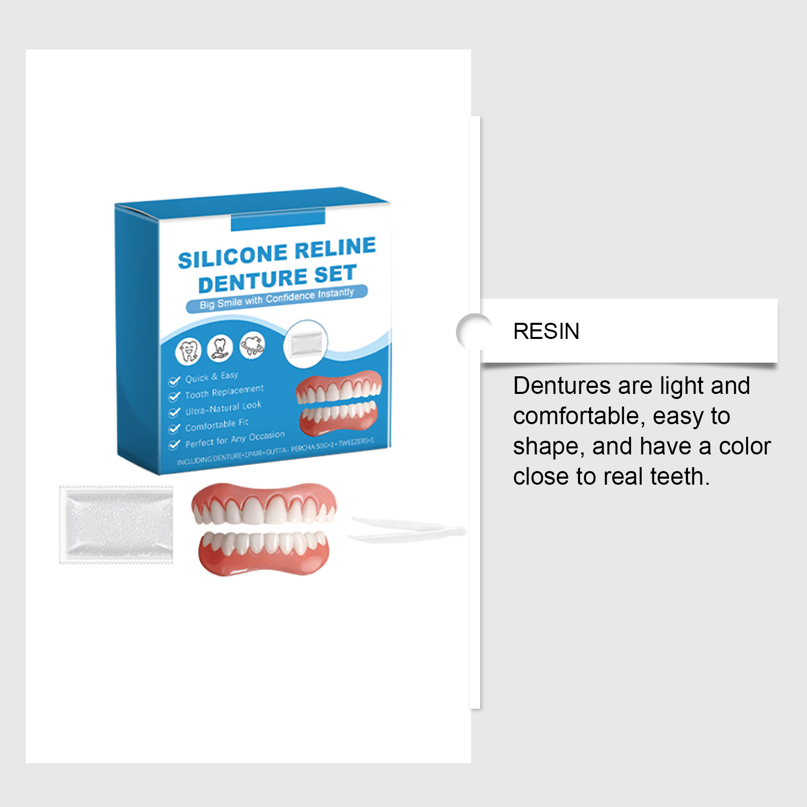 Denture Set Beauty Comfort Fit Natural Modify Convenient Teeth Cosmetic Wear Decoration Oral Improve Look