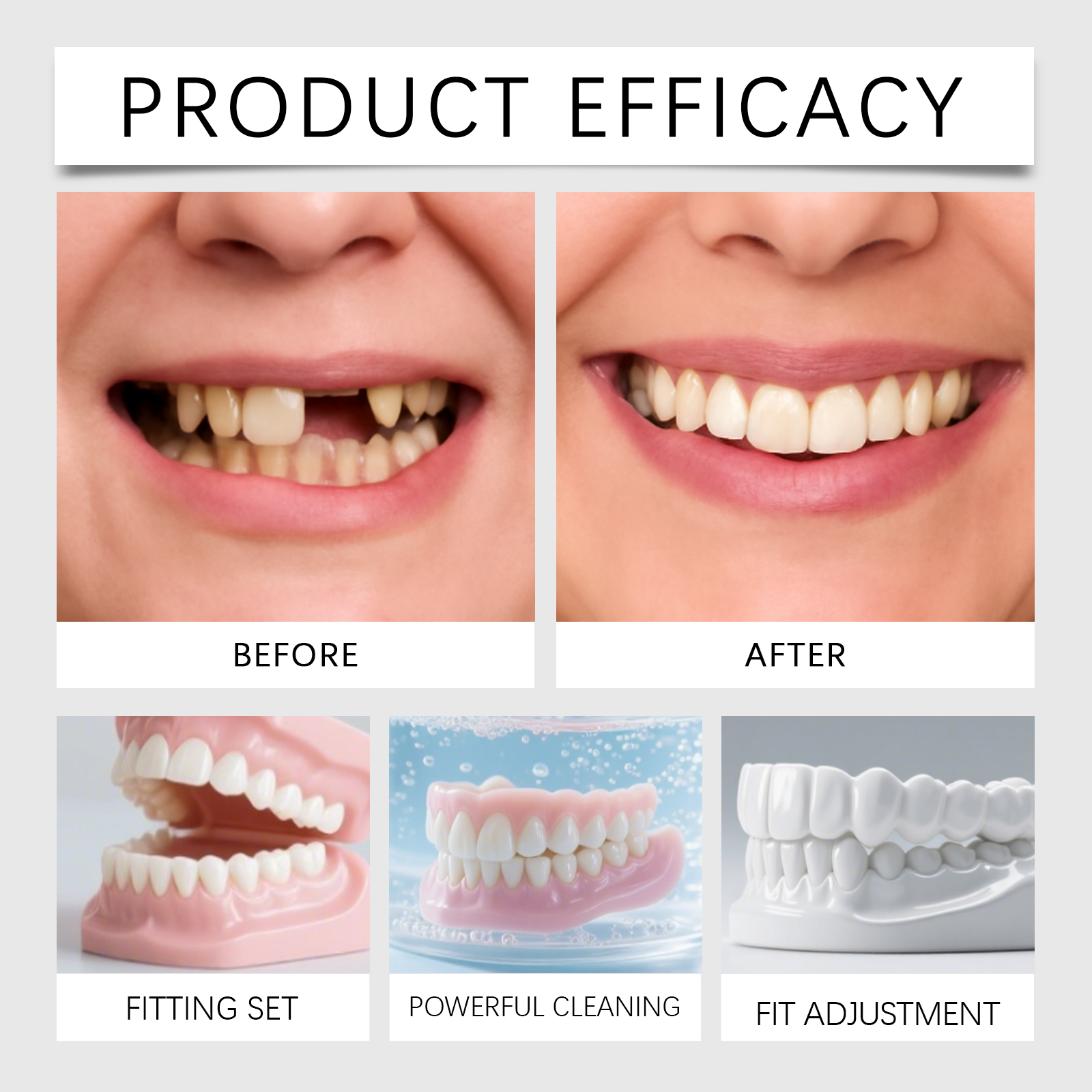 Denture Set Beauty Comfort Fit Natural Modify Convenient Teeth Cosmetic Wear Decoration Oral Improve Look