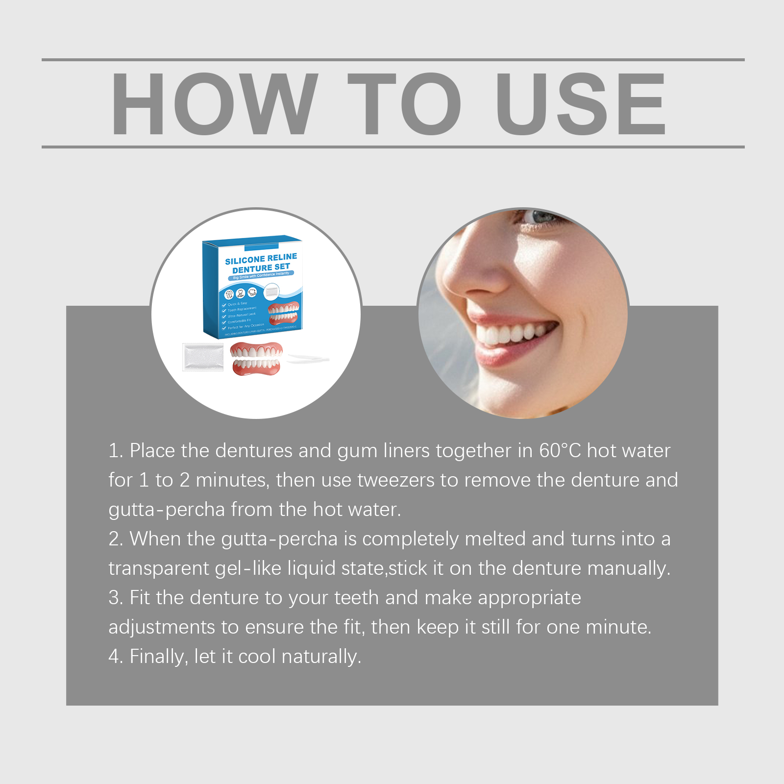 Denture Set Beauty Comfort Fit Natural Modify Convenient Teeth Cosmetic Wear Decoration Oral Improve Look