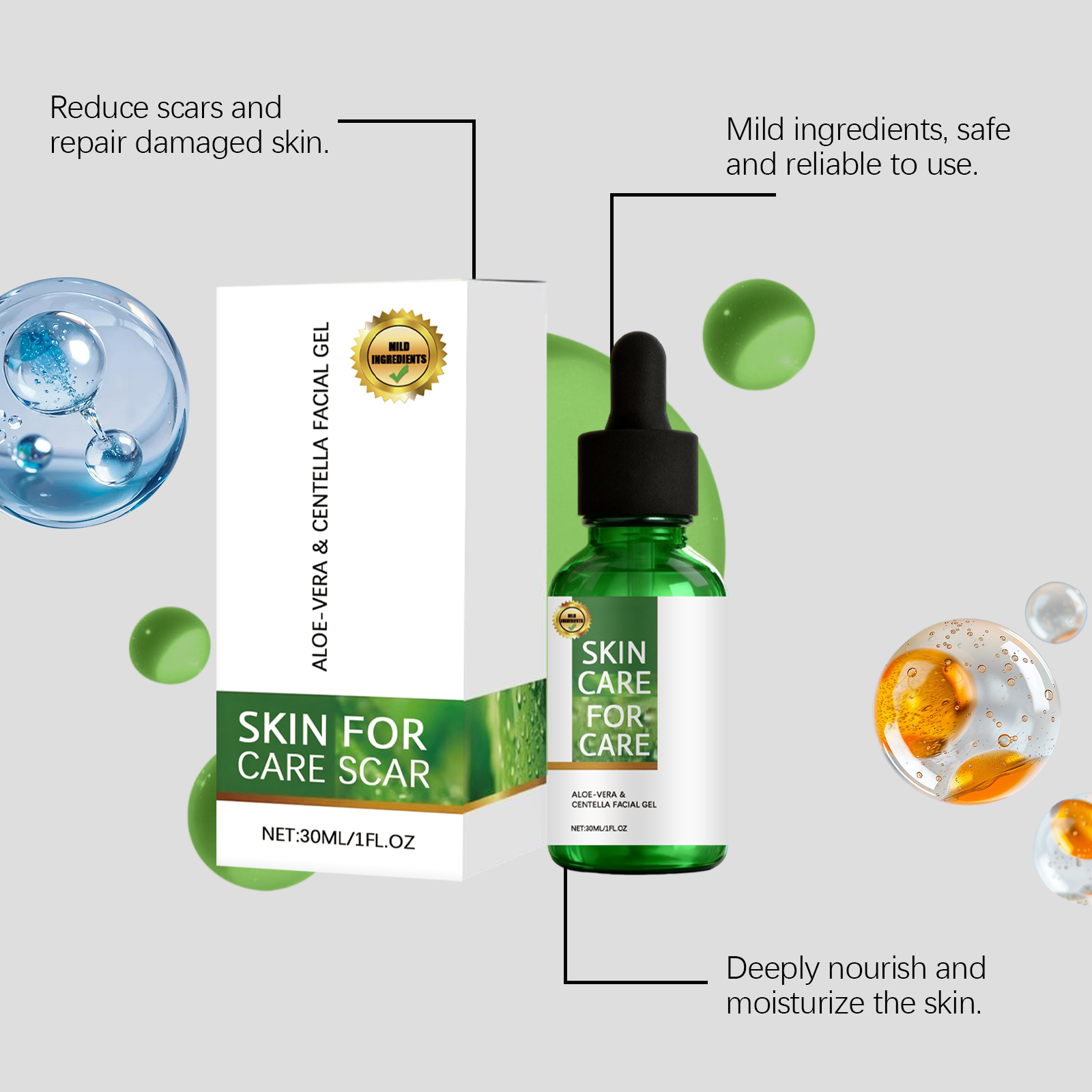 Herbal Skin Care Gel Mild Formula Skin Imperfection Tender Daily Skin Nourishing Care