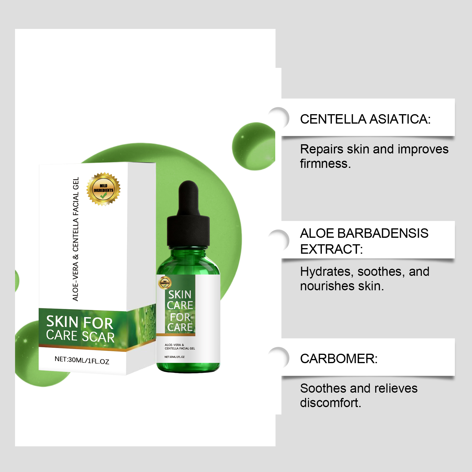 Herbal Skin Care Gel Mild Formula Skin Imperfection Tender Daily Skin Nourishing Care