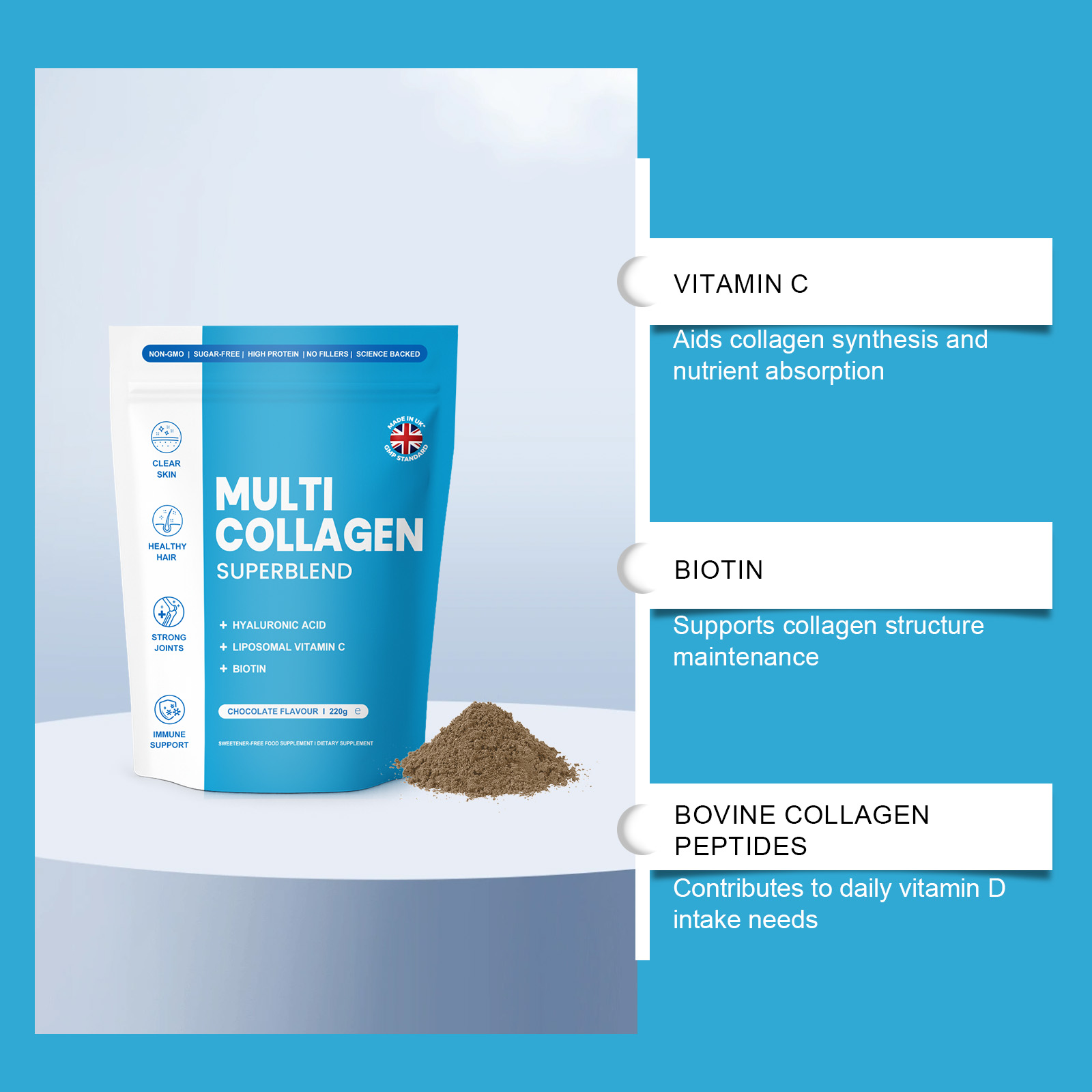 Collagen Revitalizing Skin Nourishing Powder Chocolate Flavor Collagen Formula Hydrating Daily Beauty Care Nutrient Powder