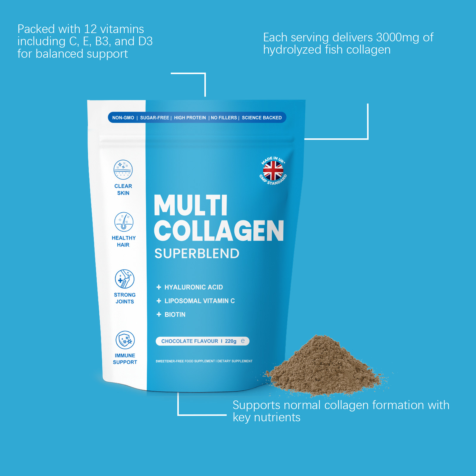 Collagen Revitalizing Skin Nourishing Powder Chocolate Flavor Collagen Formula Hydrating Daily Beauty Care Nutrient Powder