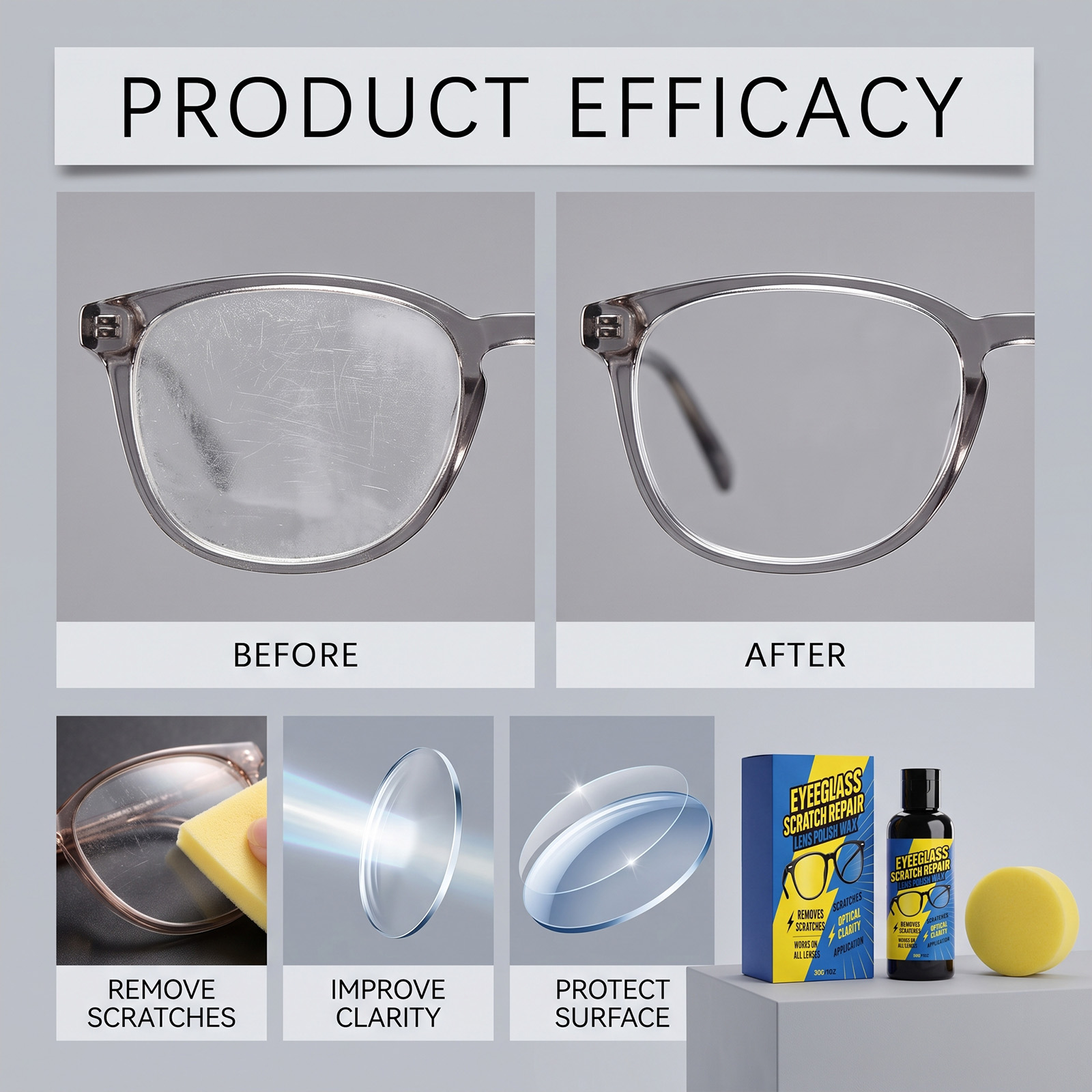 Eyeglass Scratch Care Cream Daily Clean Lens Repair No Trace Clear Vision Maintenance For Lenses