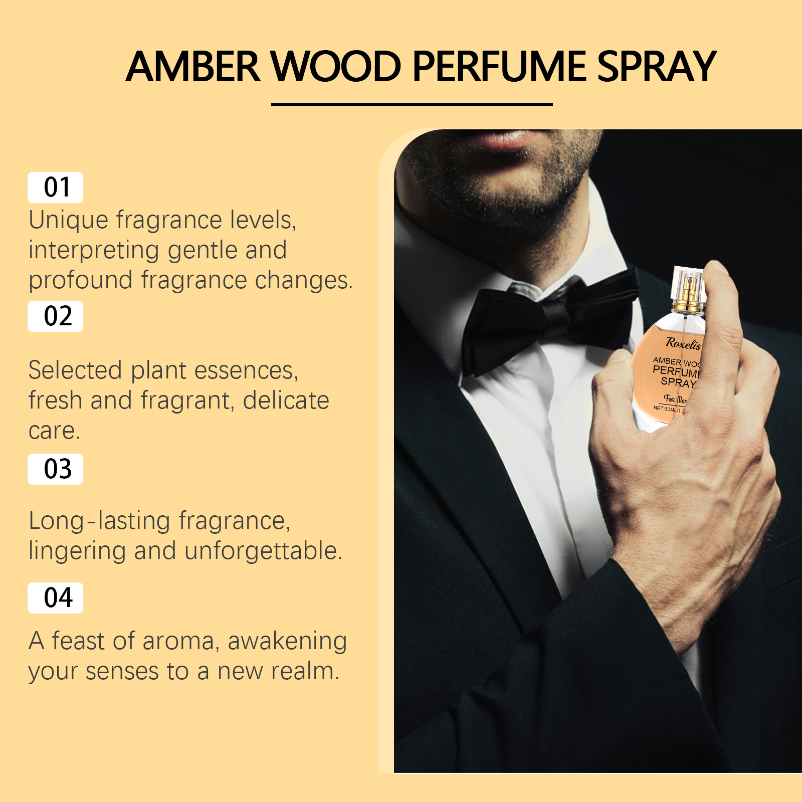 Amber Wood Perfume Spray Fresh Scent Radiates Charm Amber Natural Elegant Long Lasting Portable Perfume