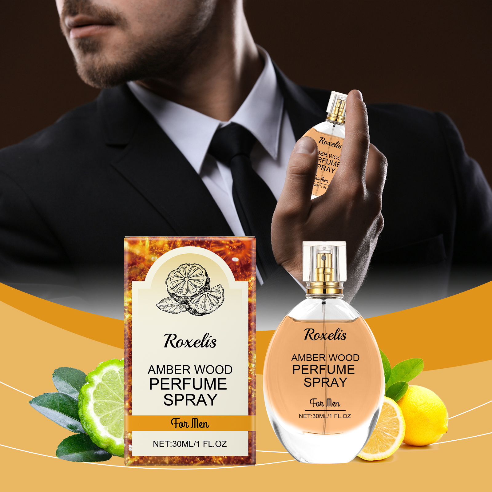 Amber Wood Perfume Spray Fresh Scent Radiates Charm Amber Natural Elegant Long Lasting Portable Perfume