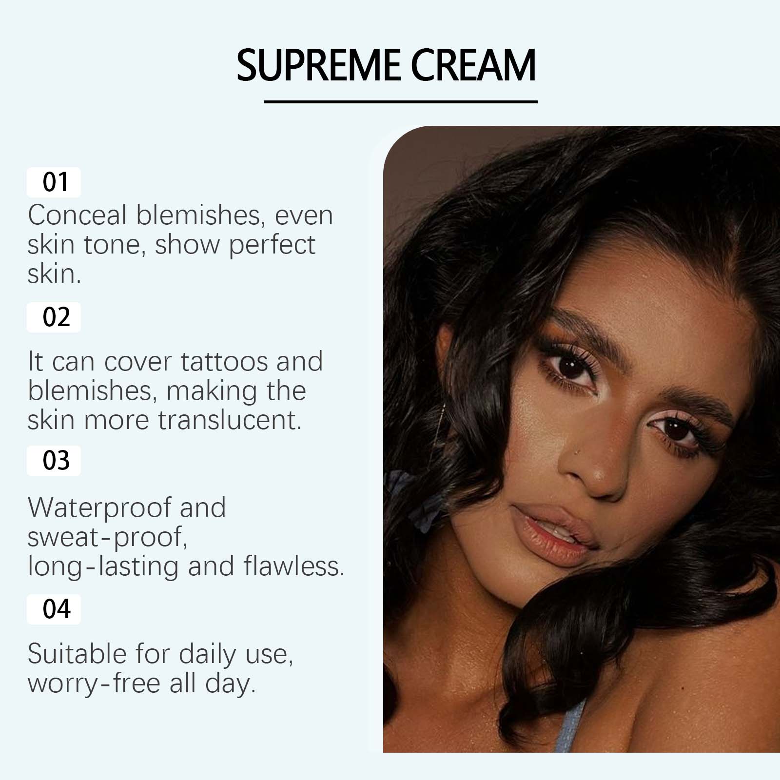 (Dark Skin) Long Lasting Concealer Lightweight Fit Matte Natural Anti Rub No Transfer Daily Concealing Cream