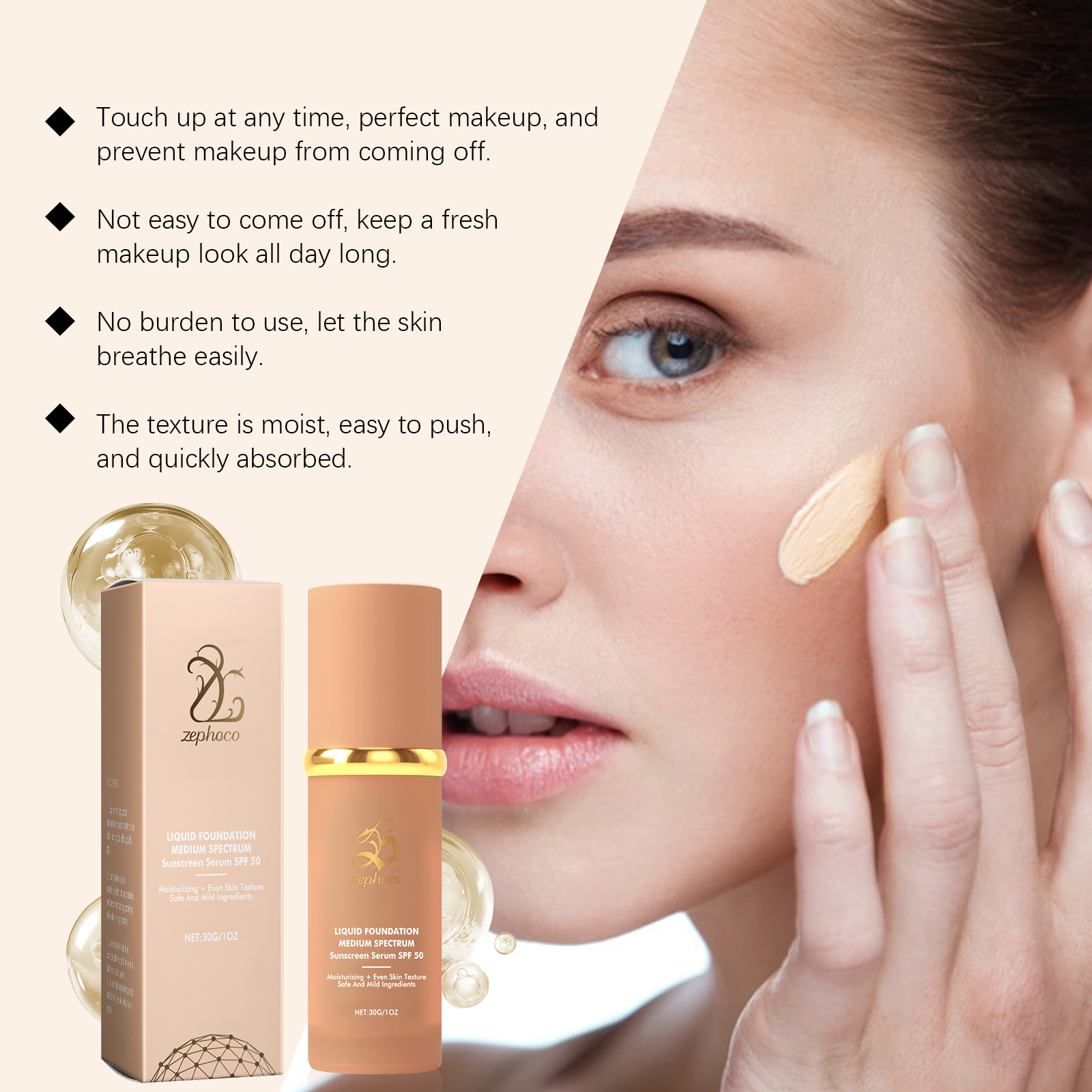 Moisturizing Protective Foundation Lightweight Hydrating Luminous Matte Sheer Longwear Non Transfer Make Up