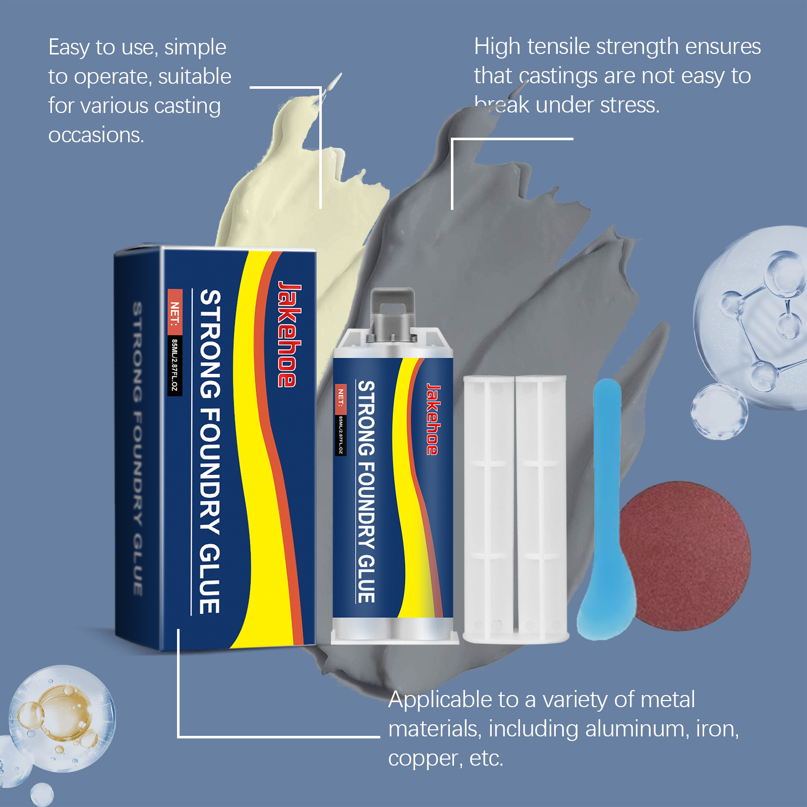 Metal Casting Adhesive Ab Glue Repair Agent Stainless Steel Copper Aluminum Waterproof Metal Sealant