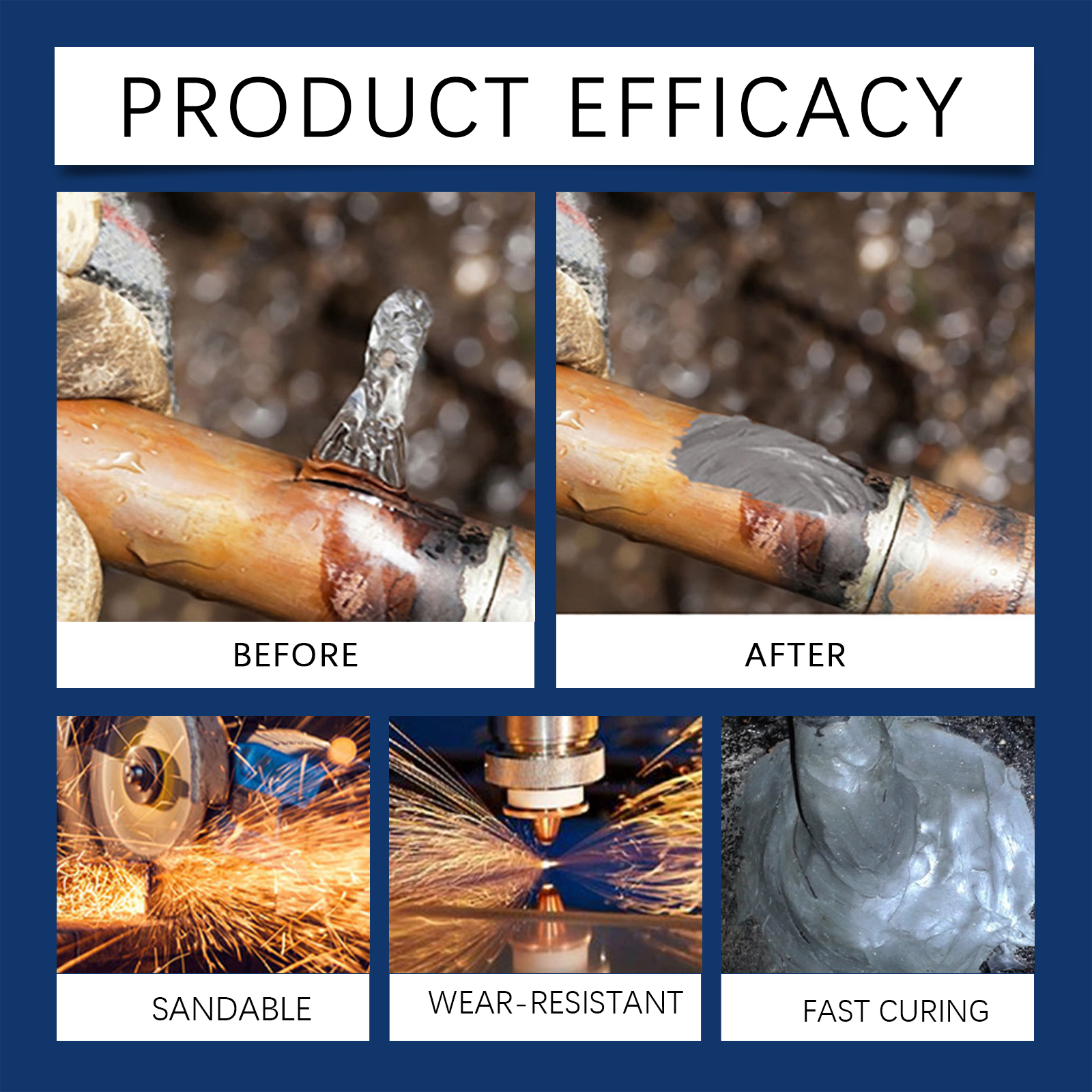 Metal Casting Adhesive Ab Glue Repair Agent Stainless Steel Copper Aluminum Waterproof Metal Sealant