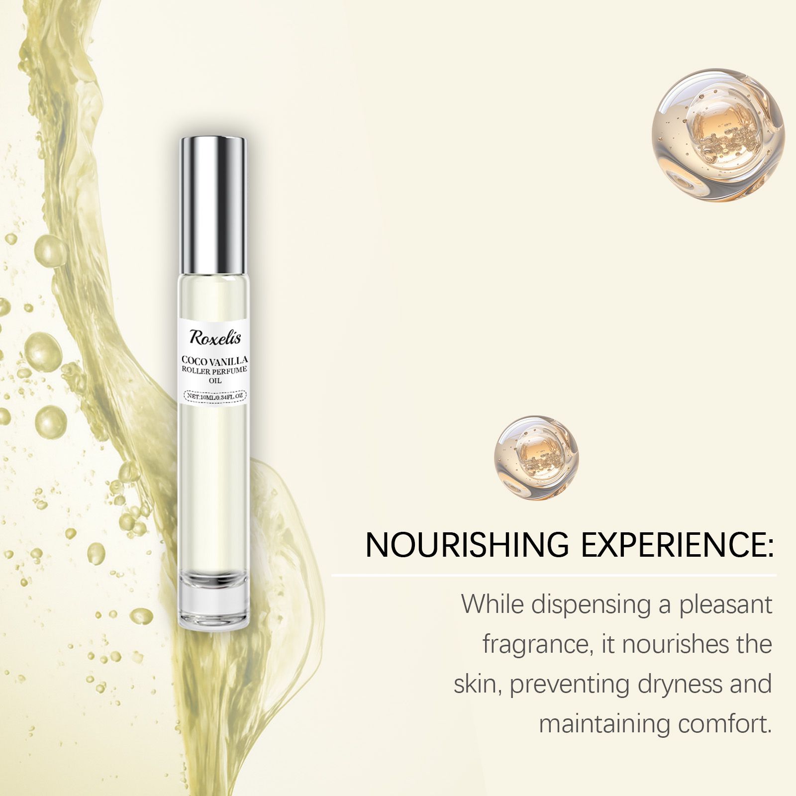 Coconut Vanilla Roll On Perfume Natural Long Lasting Portable For Daily Wear