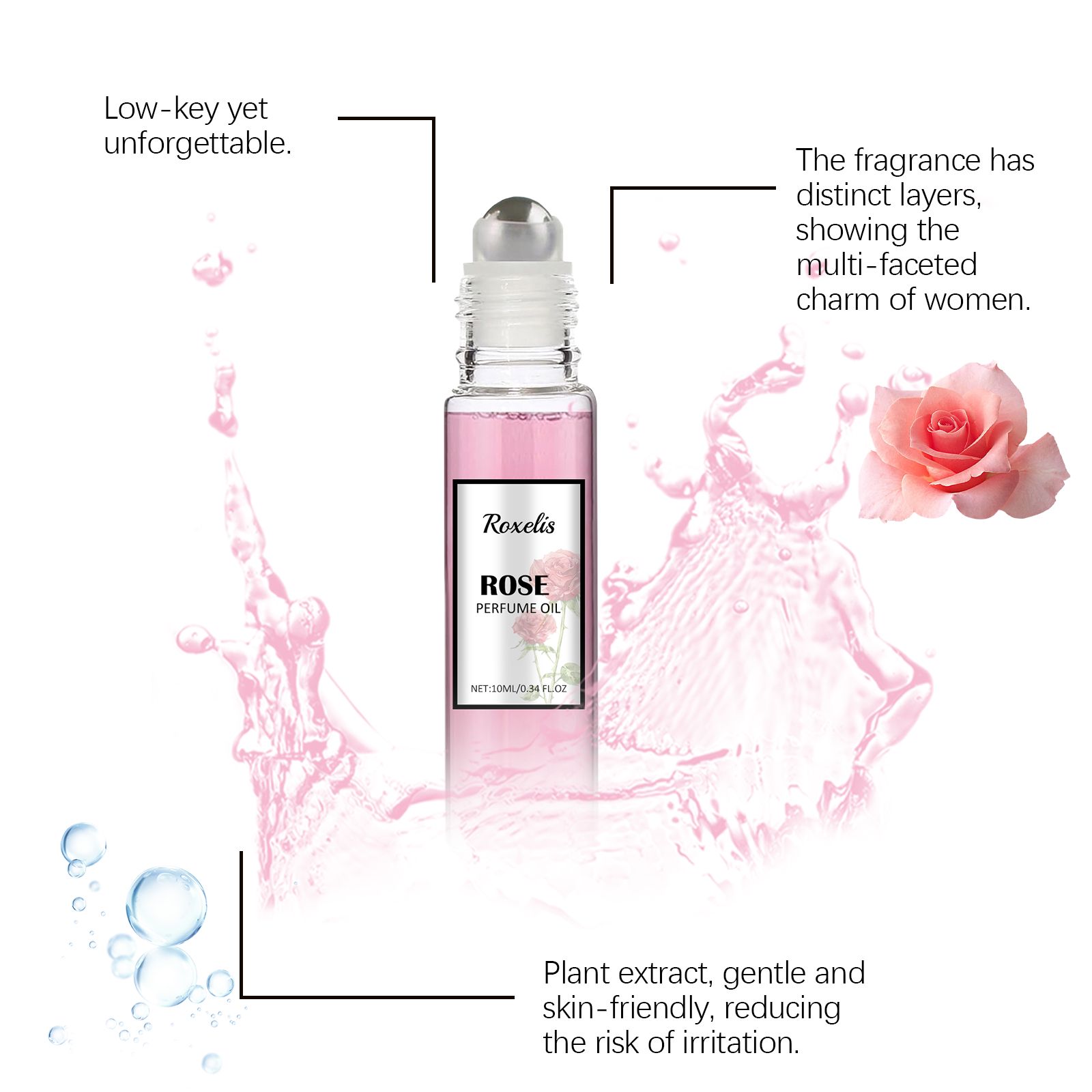 Women Pheromone Roll On Rose Perfume Floral Fruity Long Lasting For Daily Wear