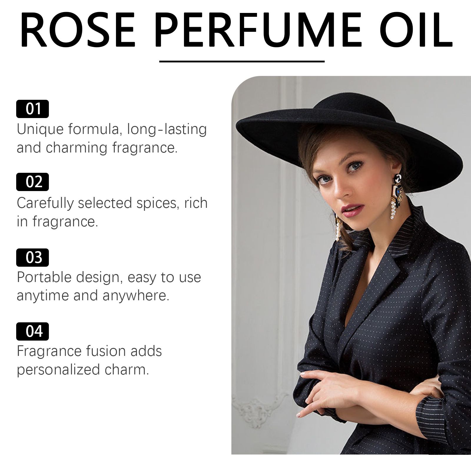 Women Pheromone Roll On Rose Perfume Floral Fruity Long Lasting For Daily Wear