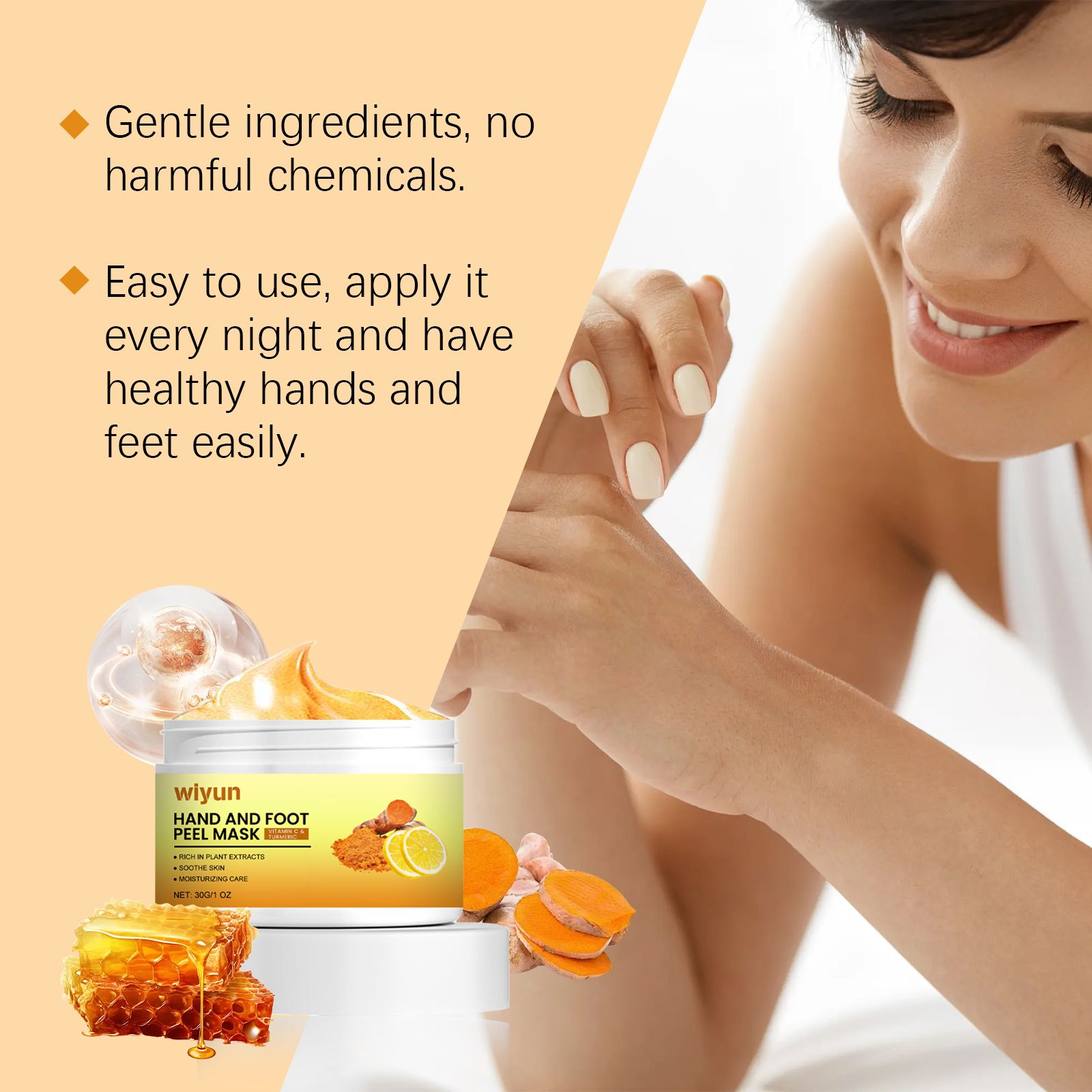Vitamin C Turmeric Peel Off Hand And Foot Mask Moisturizing For Dry Rough Skin