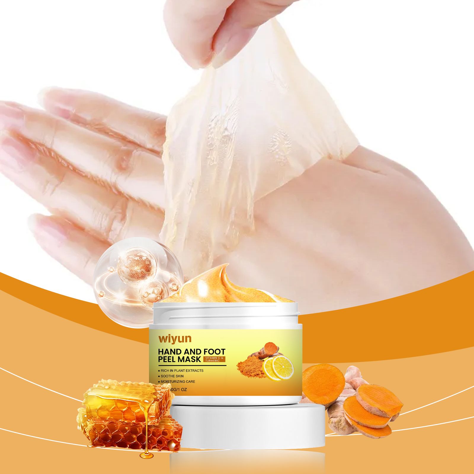 Vitamin C Turmeric Peel Off Hand And Foot Mask Moisturizing For Dry Rough Skin