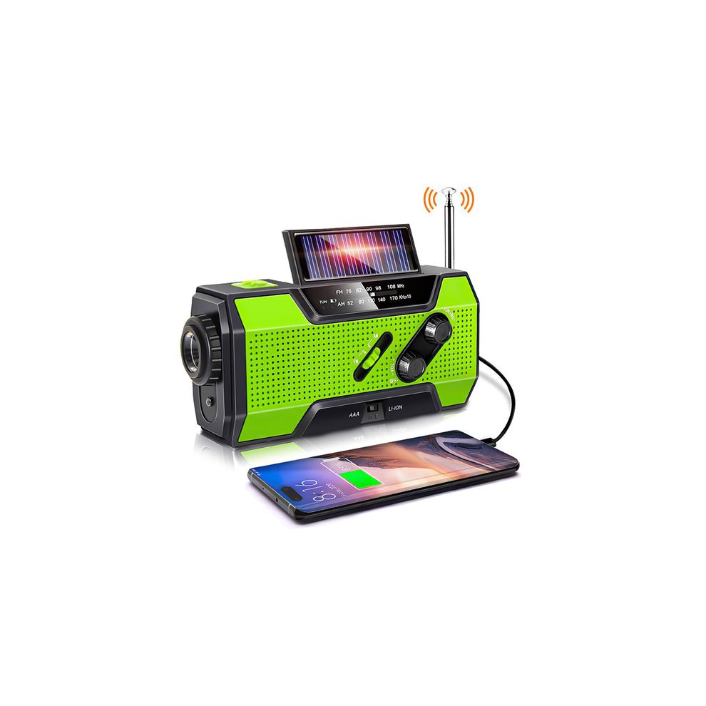 Portable AM/FM Wind Up Solar Radio with Hand Crank Dynamo, LED Torch Light and USB Charger, Emergency Crank Radio for Outdoor, Camping, Hiking and Home Use