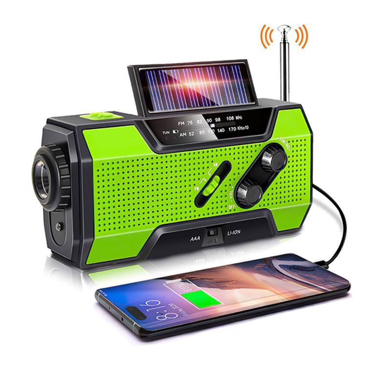 Portable AM/FM Wind Up Solar Radio with Hand Crank Dynamo, LED Torch Light and USB Charger, Emergency Crank Radio for Outdoor, Camping, Hiking and Home Use