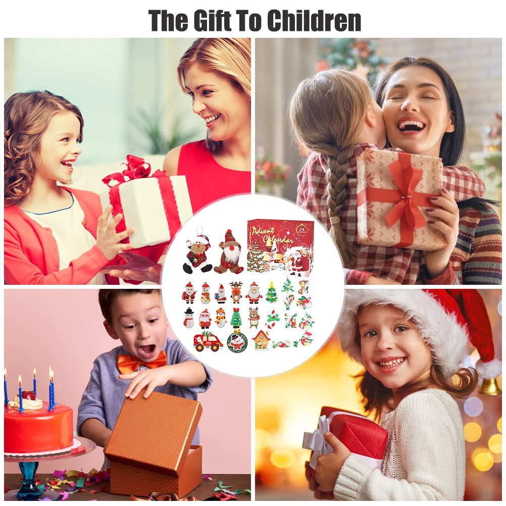 Christmas Advent Calendar 2022 Xmas 24 Days Countdown Christmas Tree Decorations Christmas Santa Elk Snowman Hanging Ornaments Pendants for Festive Holiday Surprises Gifts for Kids Girls Boy